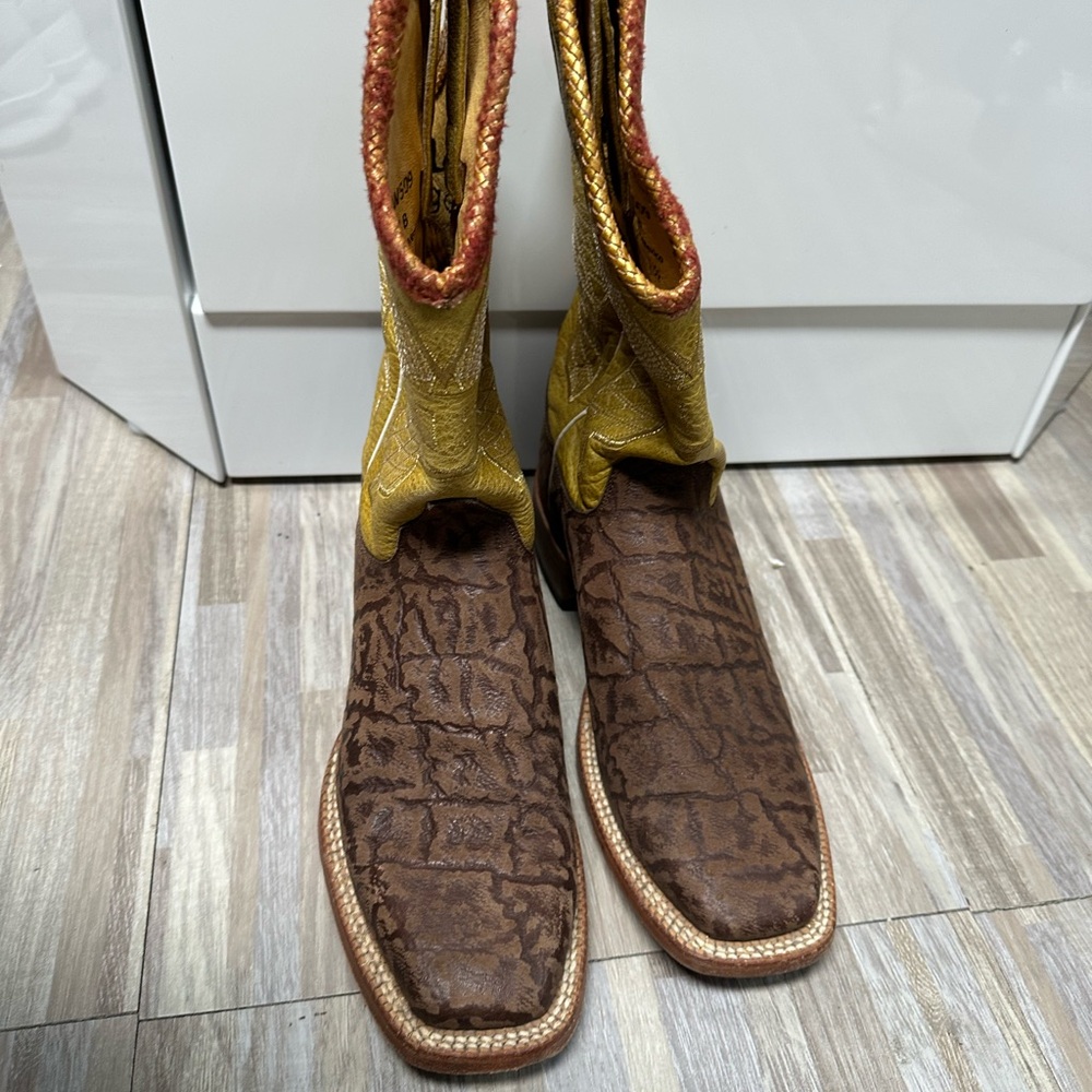 Brown and Yellow Cowboy Boots